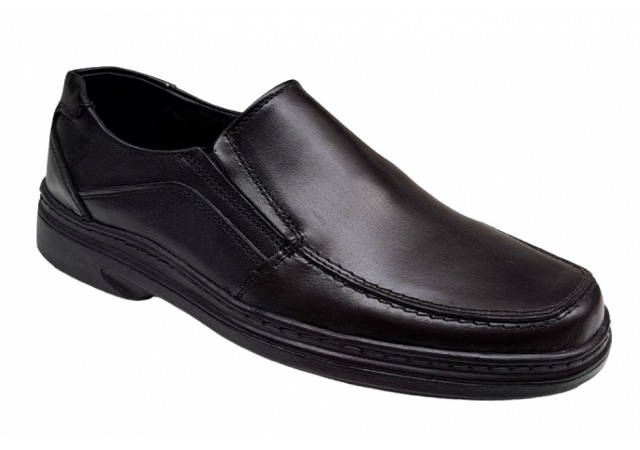 Pantofi barbati casual din piele naturala, marimi pana la 47, cu elastic, pe calapod lat, GKR10N